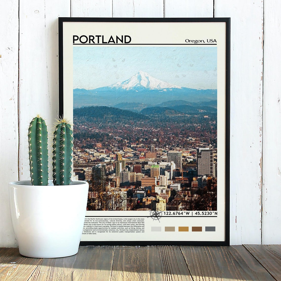 Portland Oregon USA Mount Hood Skyline Cityscape Photo Poster - Image 2