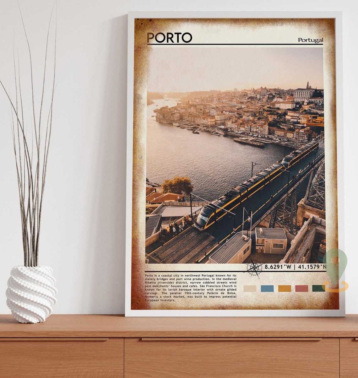 Porto Portugal Dom Luis Bridge Sunset River Cruise Travel Poster - Image 4
