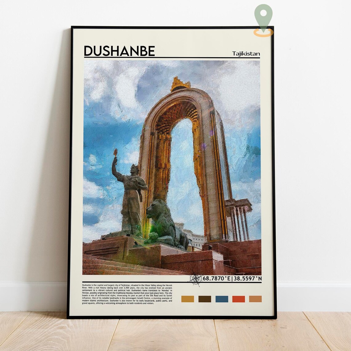Dushanbe Tajikistan Monumental Arch Statue Landmark Art Poster - Image 2