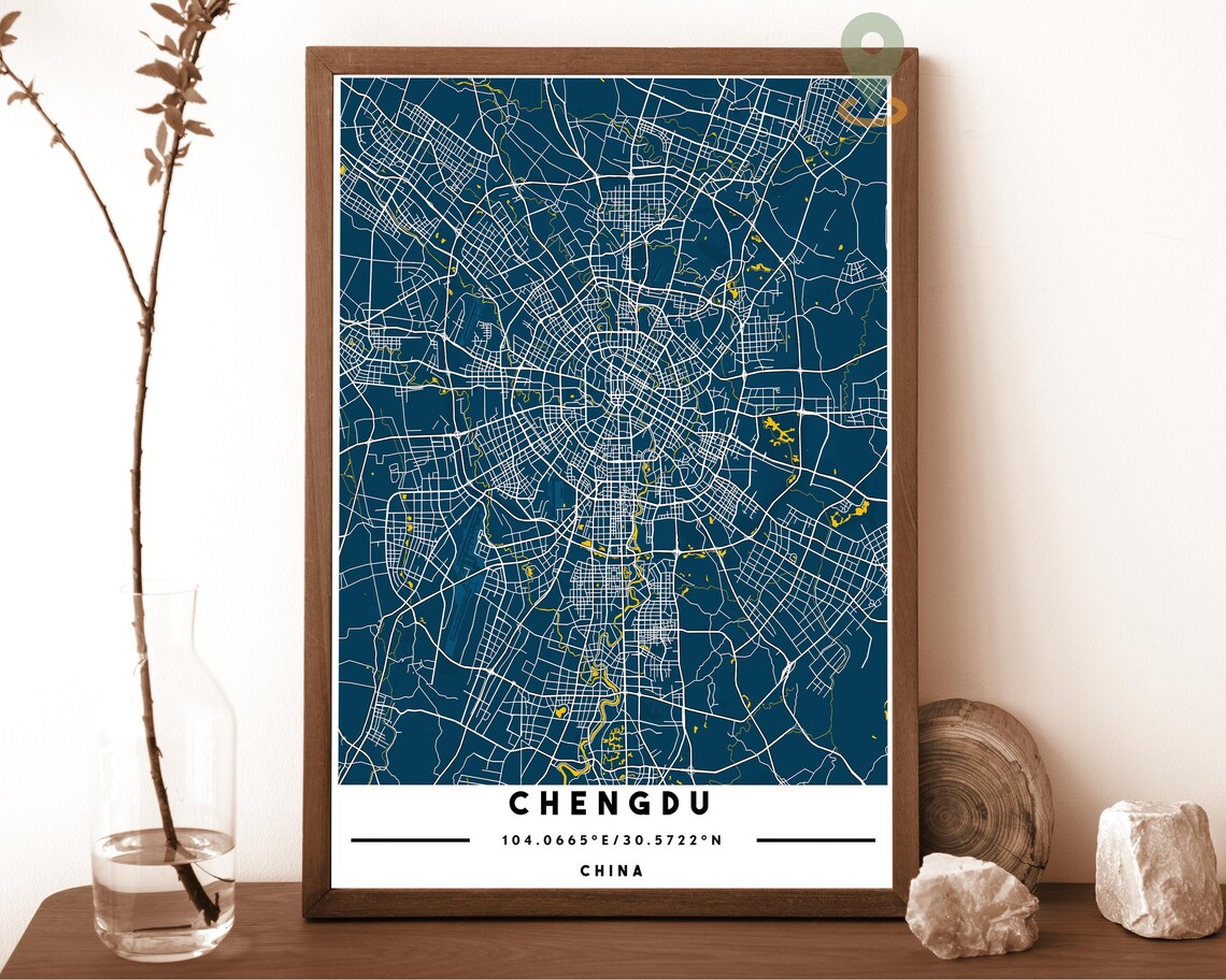 Chengdu China City Map Retro Cream Circular Street Network Poster - Image 2