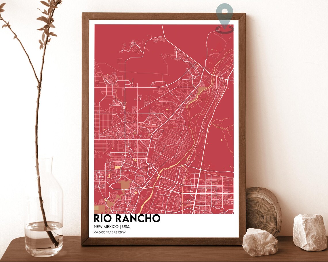 Rio Rancho New Mexico Dark Navy Blue City Map Home Decor Poster - Image 4