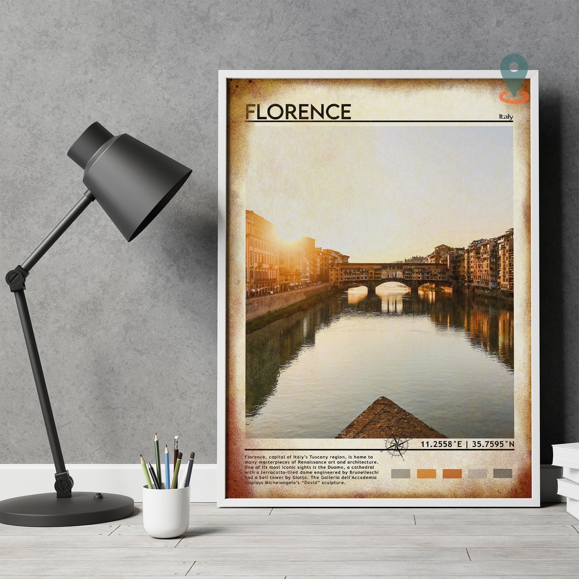 Florence Italy Ponte Vecchio Sunset over the Arno River Travel Poster - Image 5