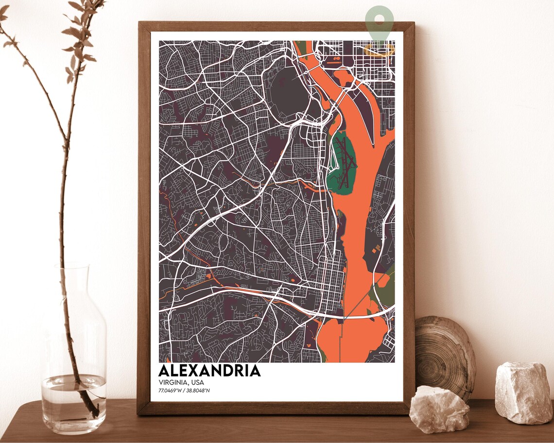Alexandria Virginia City Street Map Navy Gold Poster Wall Decor - Image 4