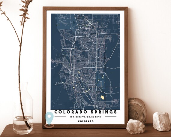 Colorado Springs Colorado Navy White Street Map Minimalist City Art Print