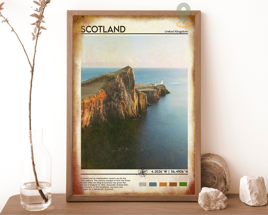 Scotland Isle of Skye Neist Point Lighthouse Travel Poster Cliffs - Image 6