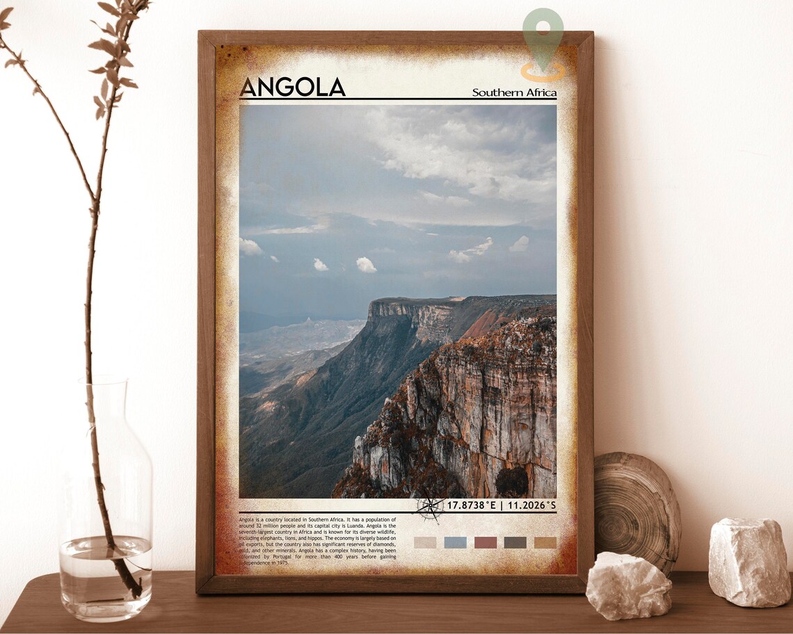 Angola Southern Africa Red Rock Cliff Landscape Travel Poster - Image 6