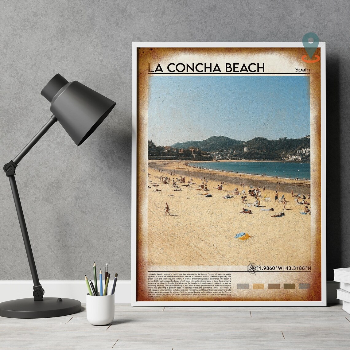 La Concha Beach San Sebastian Spain Golden Shoreline Travel Poster - Image 4