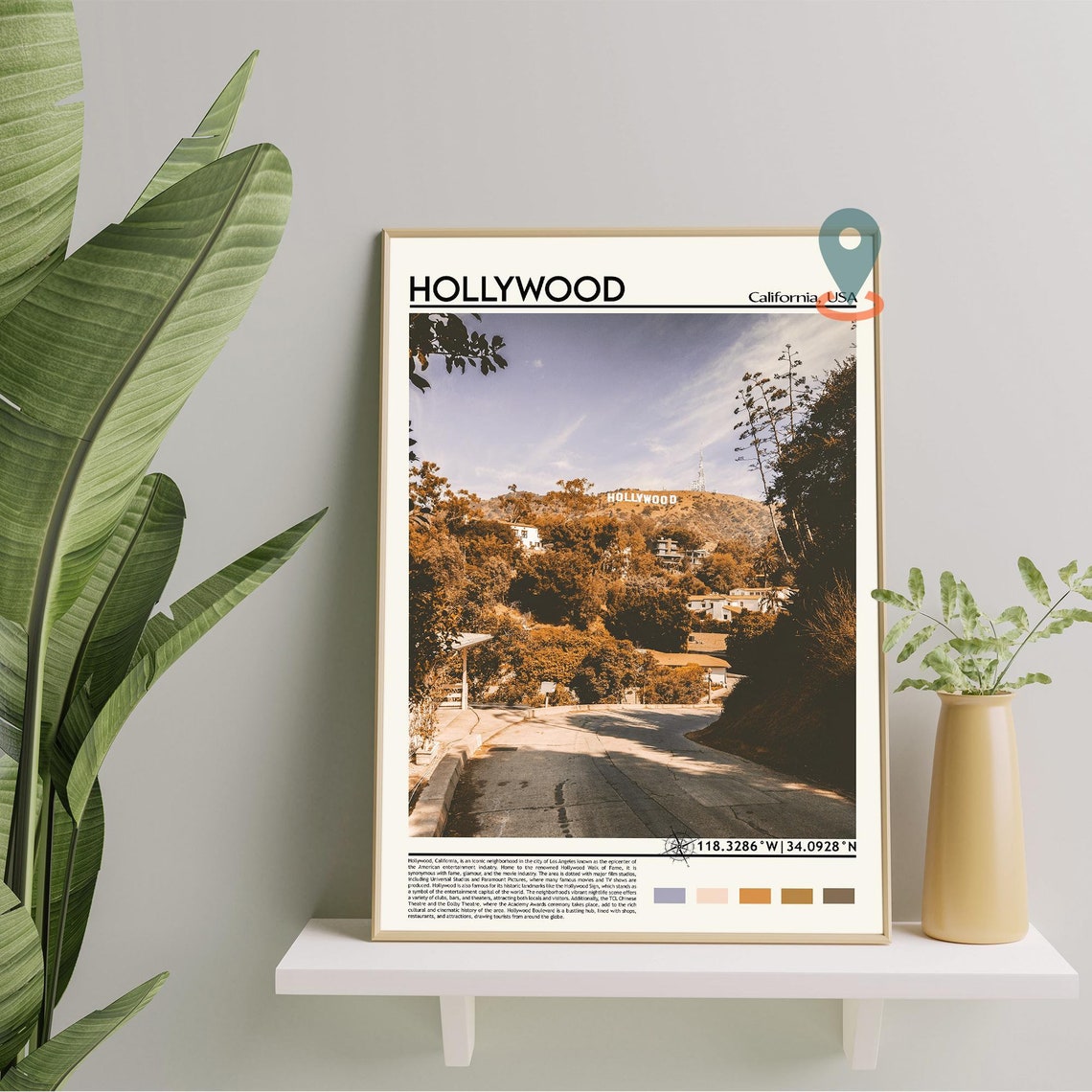 Hollywood Print Hollywood Poster Hollywood Wall Art Hollywood Travel Hollywood Art Print Hollywood Artwork Hollywood Photo California - Image 2