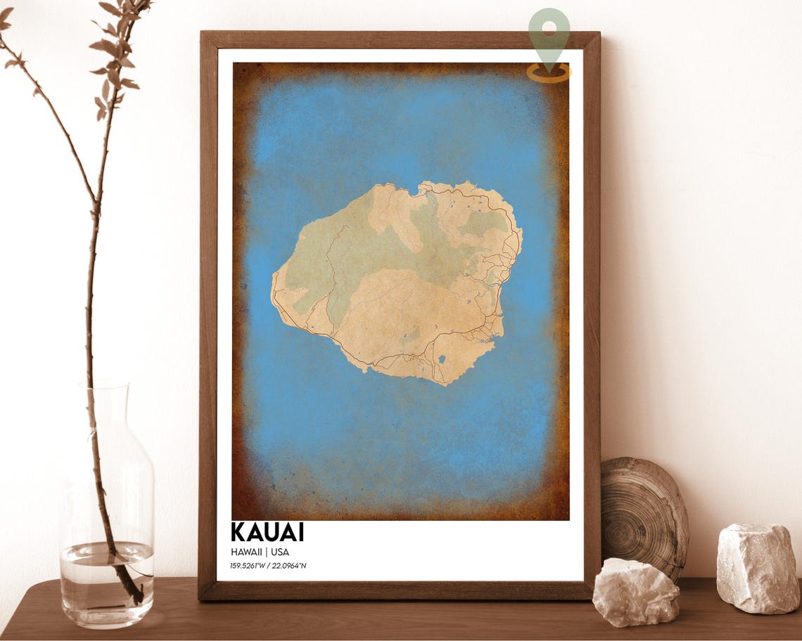 Kauai Map Kauai Map Print Kauai Wall Art Kauai Travel Poster Kauai Poster Kauai Photo Kauai City Map Kauai Hawaii Poster - Image 3