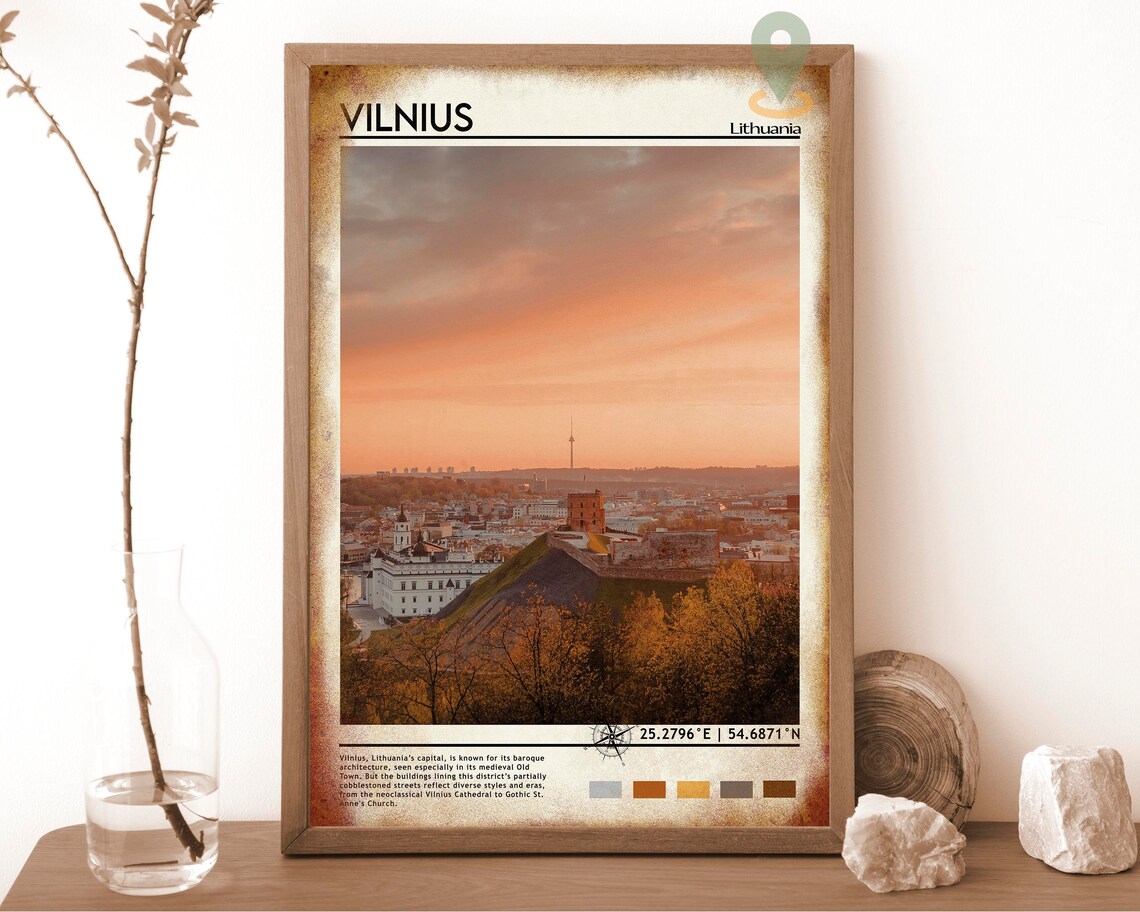 Vilnius Lithuania Sunset Skyline Gediminas Tower Cityscape Poster - Image 6