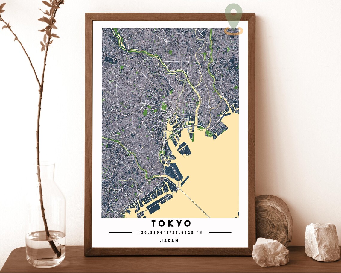 Tokyo Japan City Map Art Poster Grey Blue Modern Travel Decor - Image 6