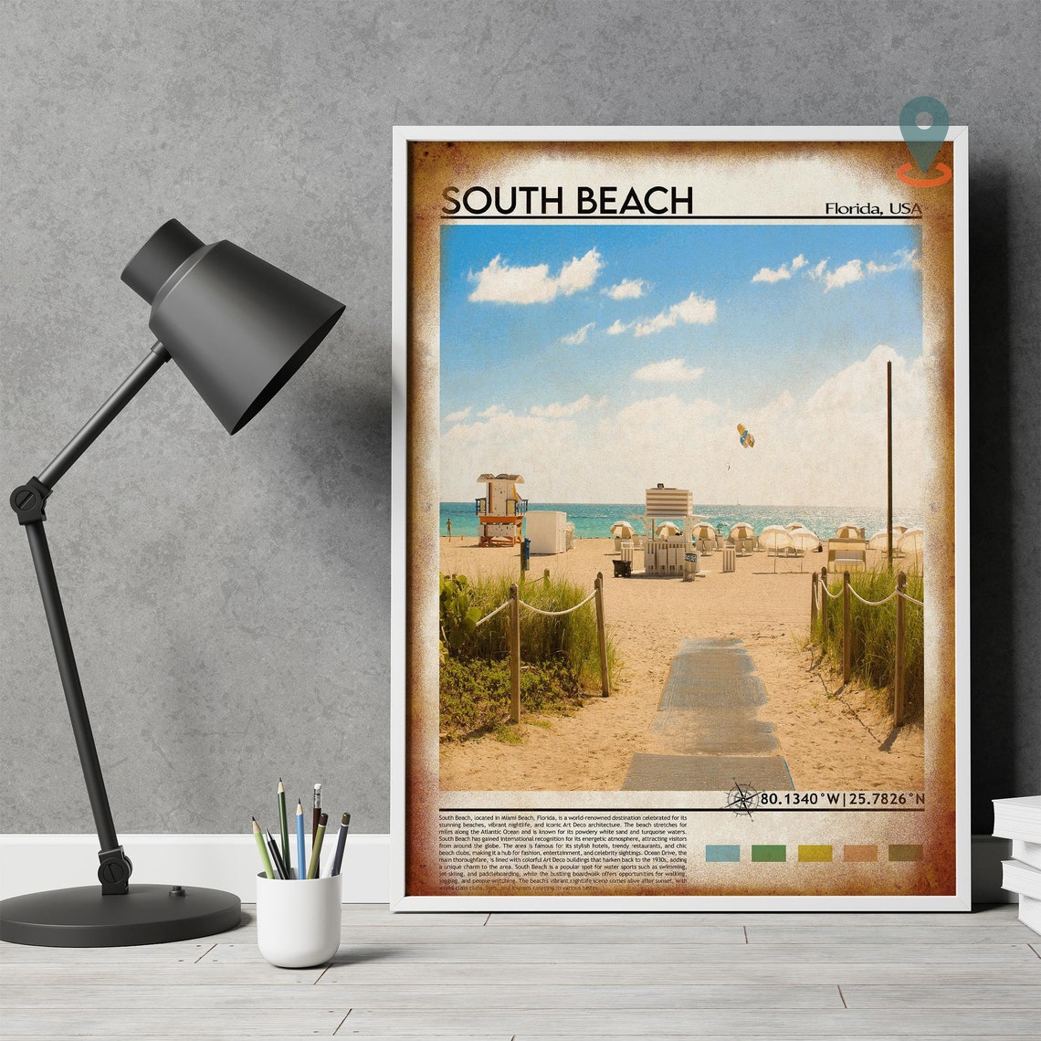 South Beach Miami Florida Oceanfront Lifeguard Beach Travel Poster - Image 4