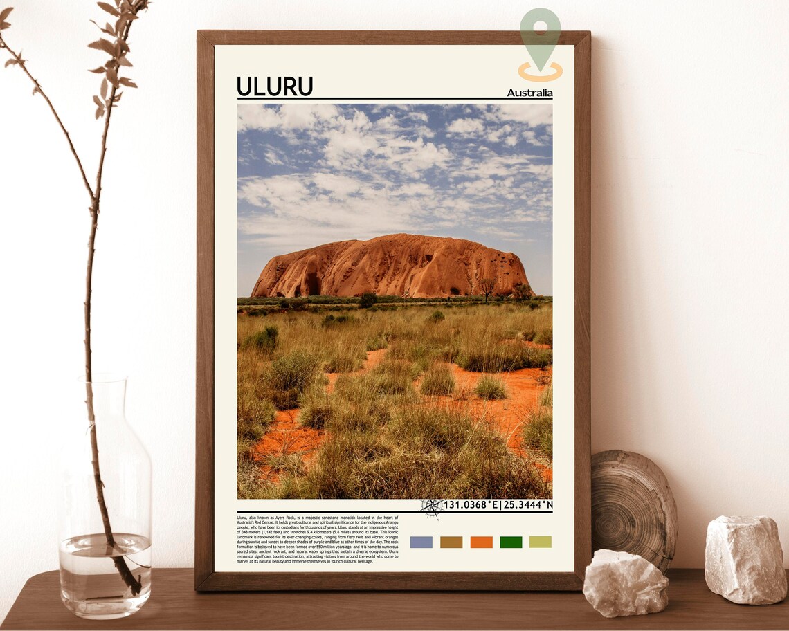 Uluru Australia Ayers Rock Red Desert Outback Monolith Travel Poster