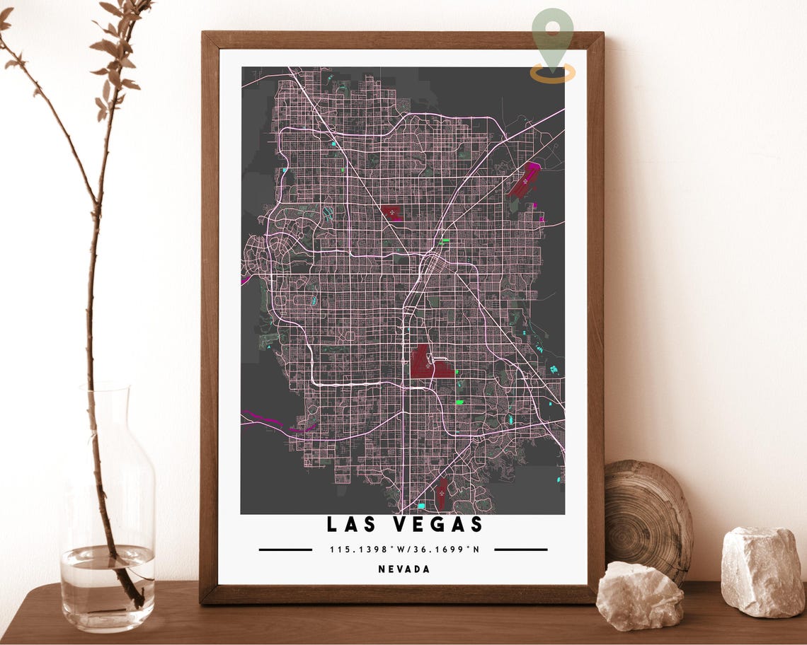 Las Vegas Map Las Vegas Map Print Las Vegas Wall Art Las Vegas Travel Poster Las Vegas Poster Las Vegas Photo Las Vegas City Nevada - Image 3