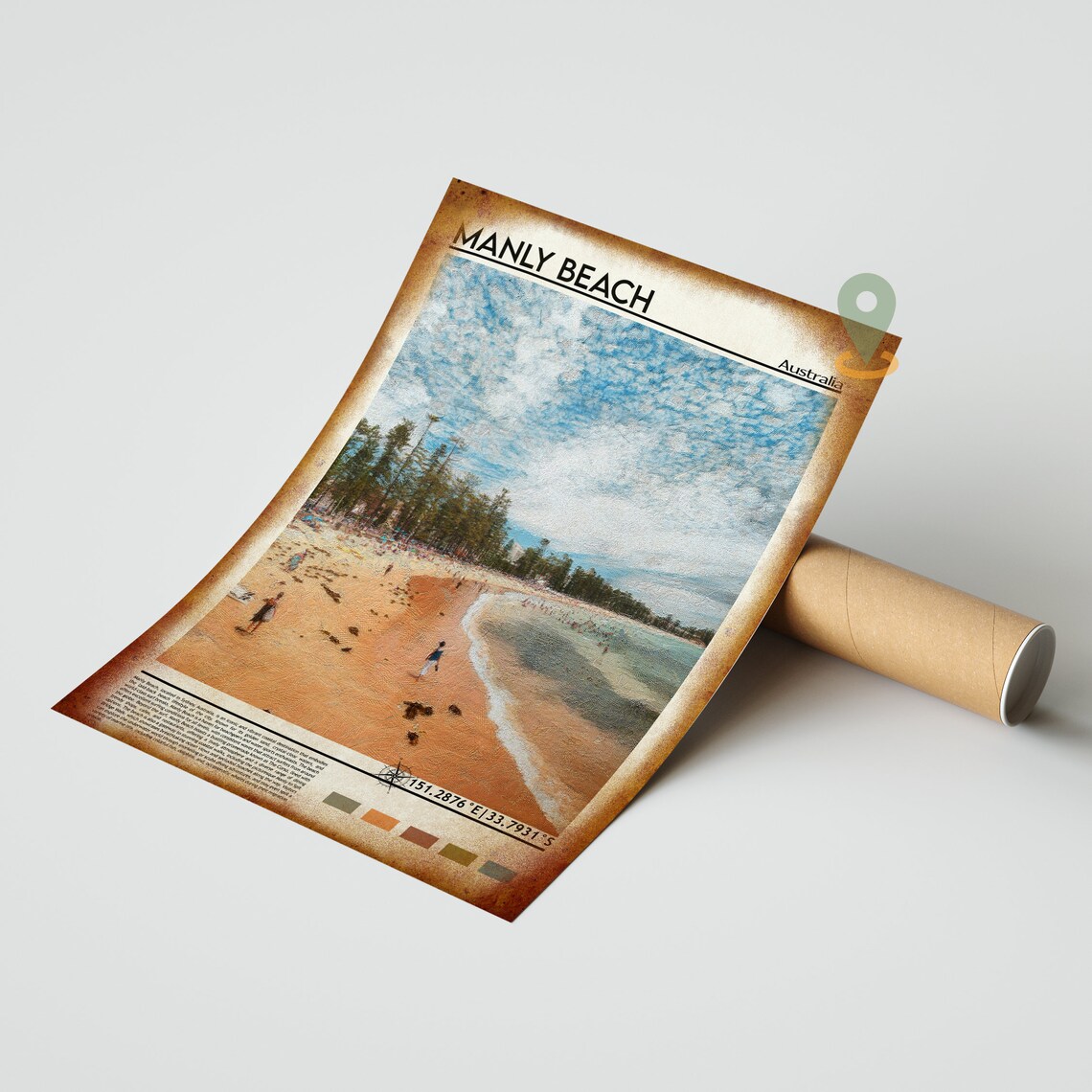 Manly Beach Australia Golden Sand Shoreline Photo Art Poster - Image 5