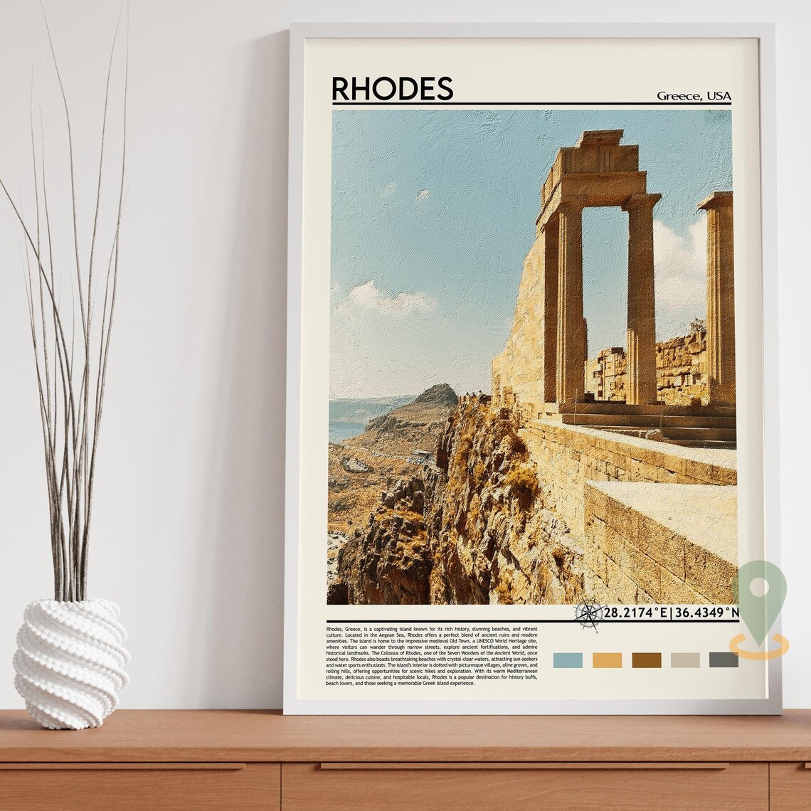 Rhodes Greece Ancient Temple Photo Poster Aegean Island Artwork - Image 5