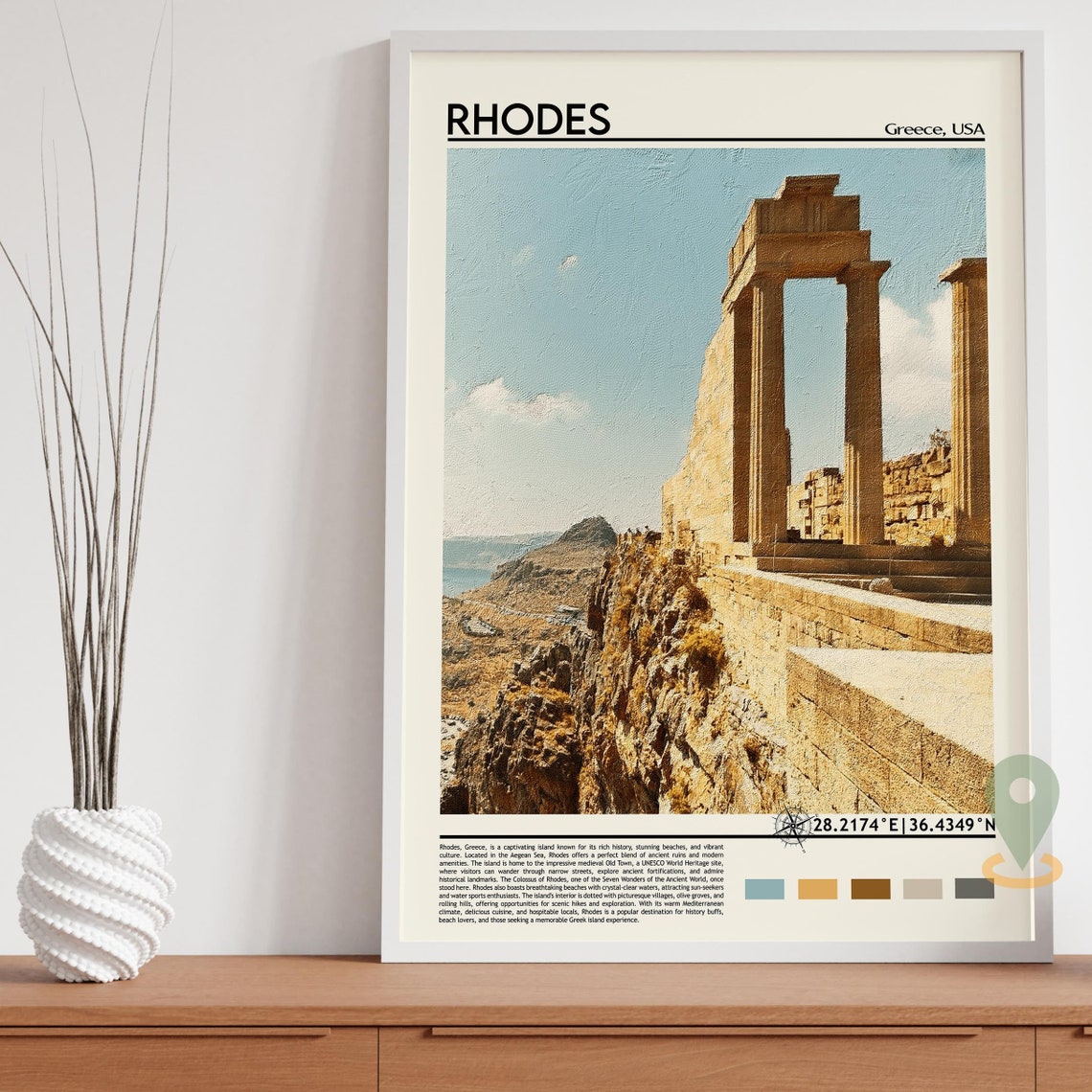 Rhodes Print Rhodes Poster Rhodes Wall Art Rhodes Travel Rhodes Art Print Rhodes Artwork Rhodes Photo Rhodes Greece Print - Image 5
