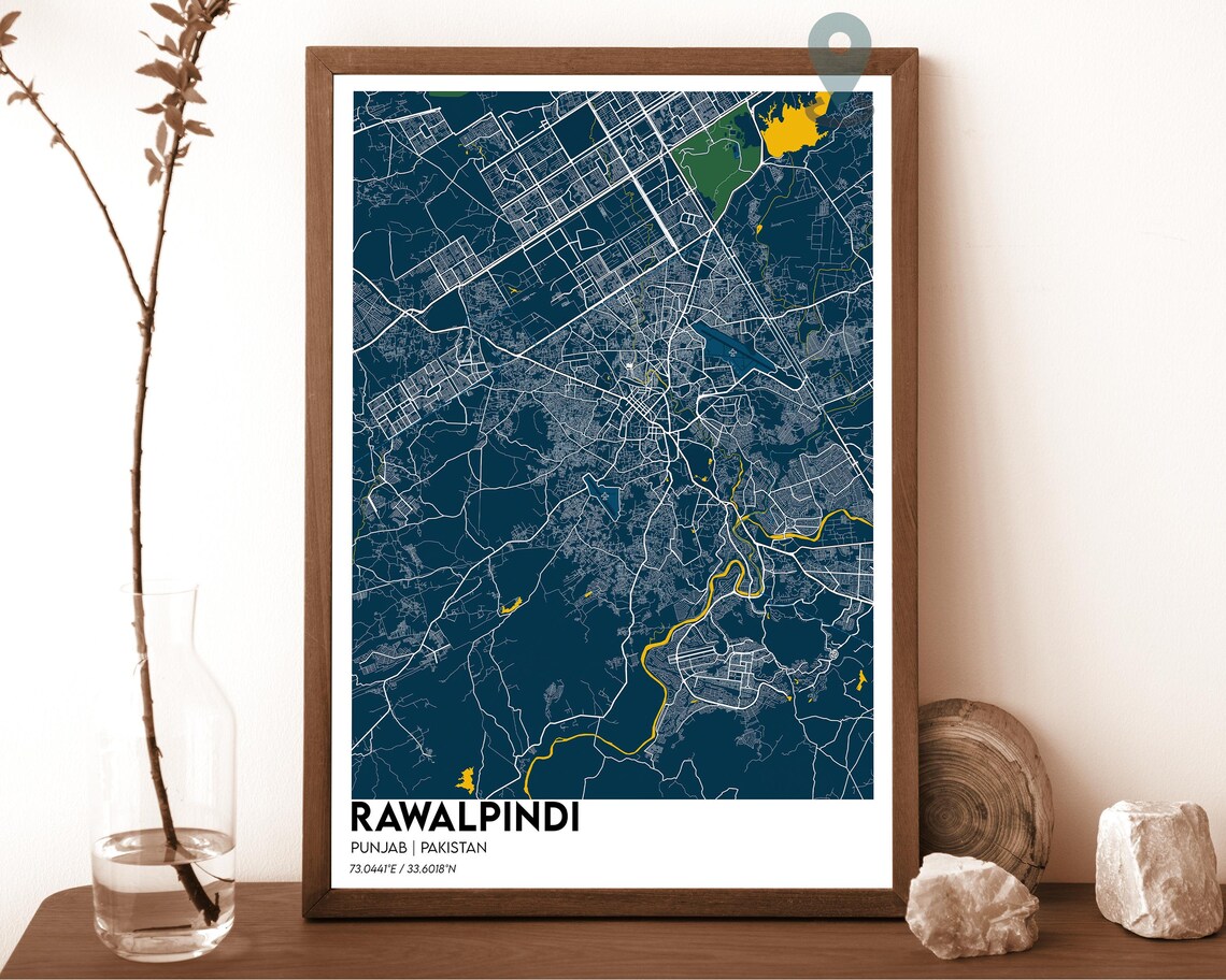 Rawalpindi Pakistan Vintage Sepia Style City Map Home Decor Poster - Image 6