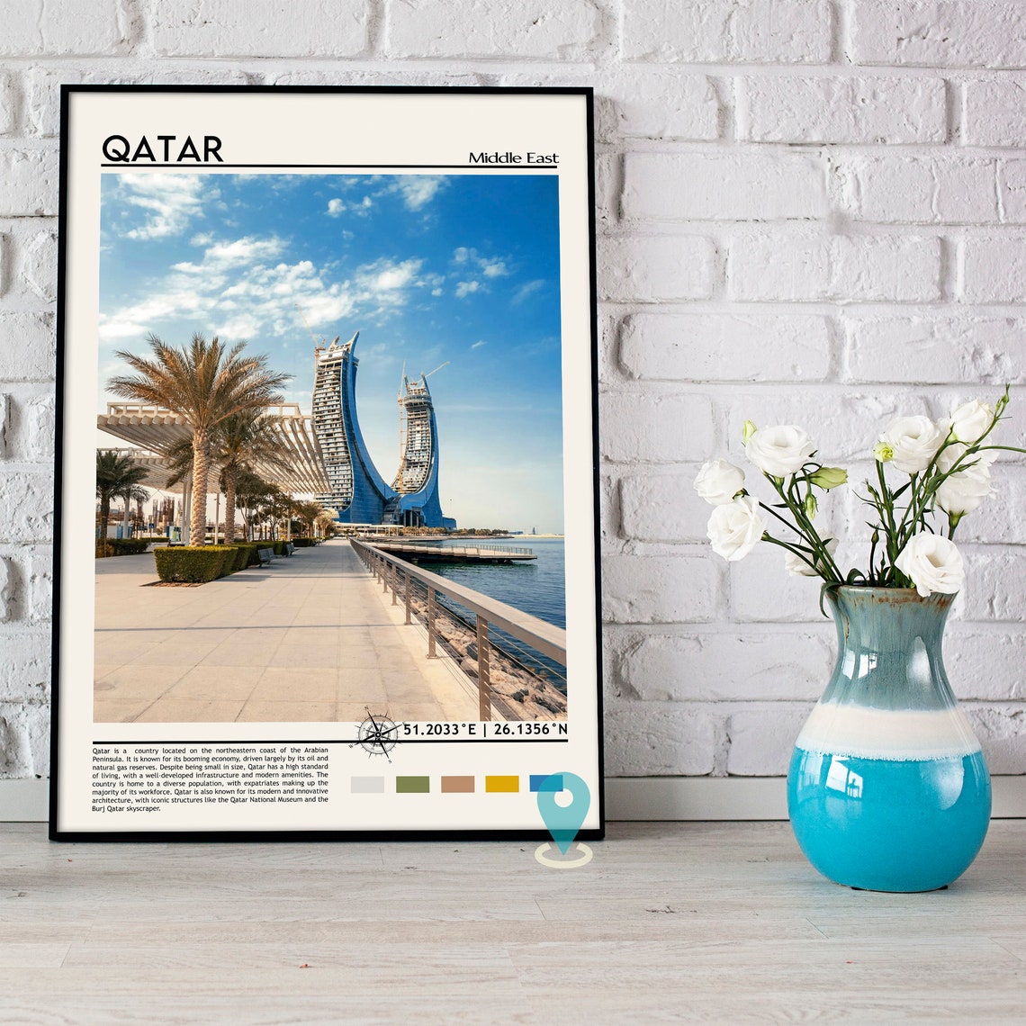 Qatar Lusail Marina Promenade Skyline Travel Poster Middle East - Image 3