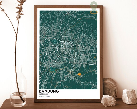 Bandung Indonesia Emerald Forest Green City Street Map Poster