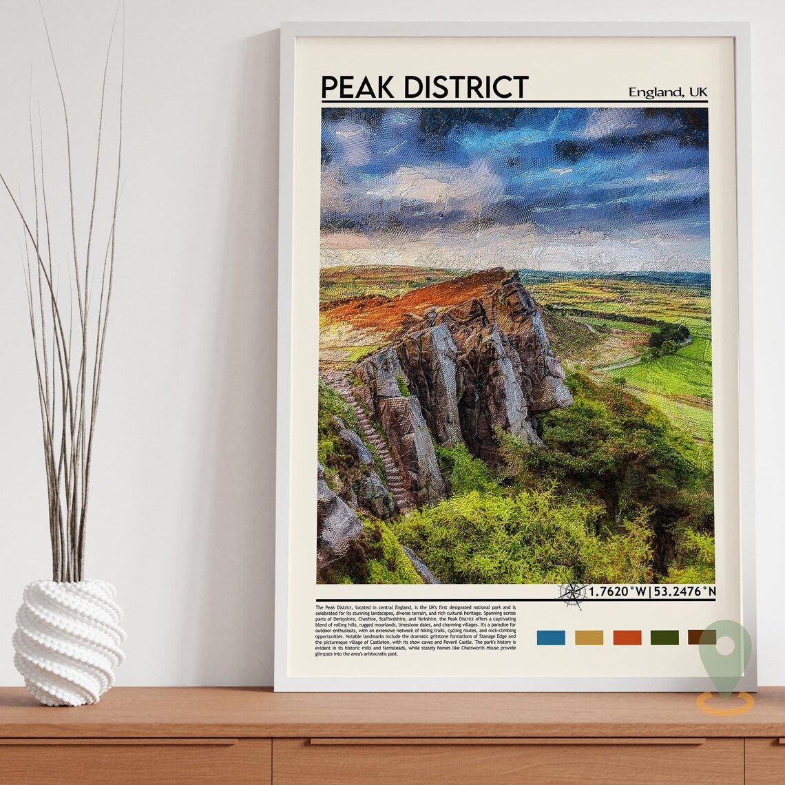 Peak District England Gritstone Edge Moorland Landscape Travel Poster - Image 5