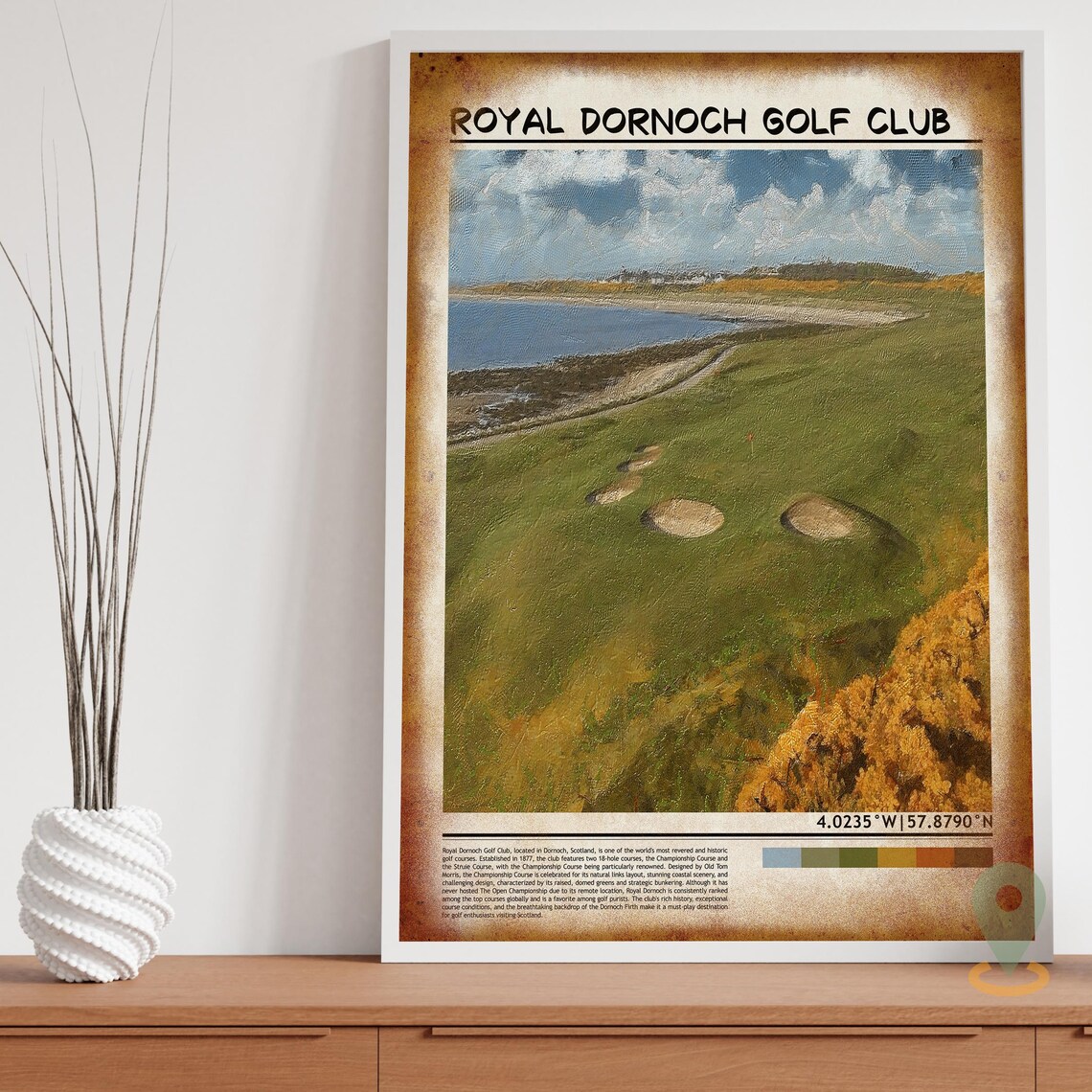 Royal Dornoch Golf Club Scotland Coastal Links Course Poster - Image 3