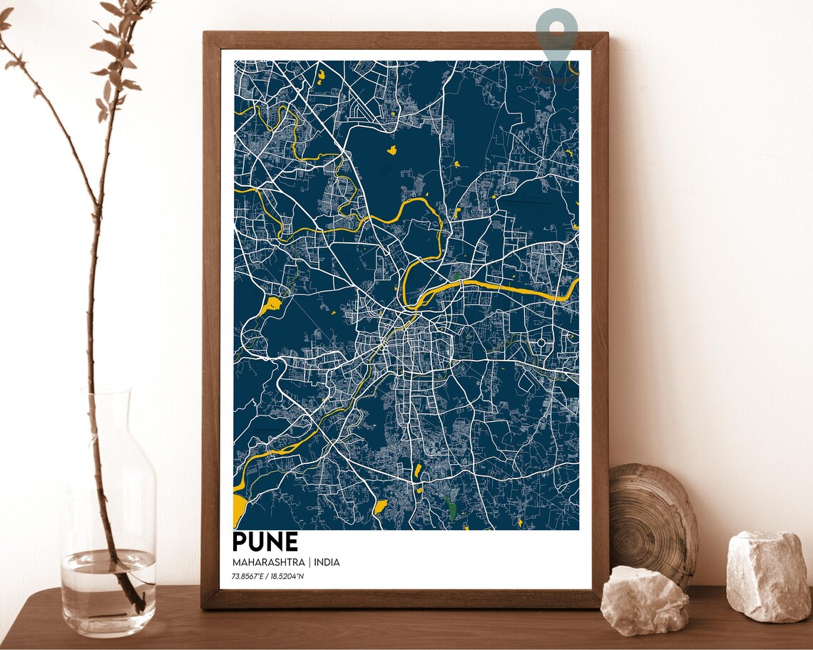 Pune India Magenta Pink Minimalist Modern City Map Home Decor Poster - Image 6