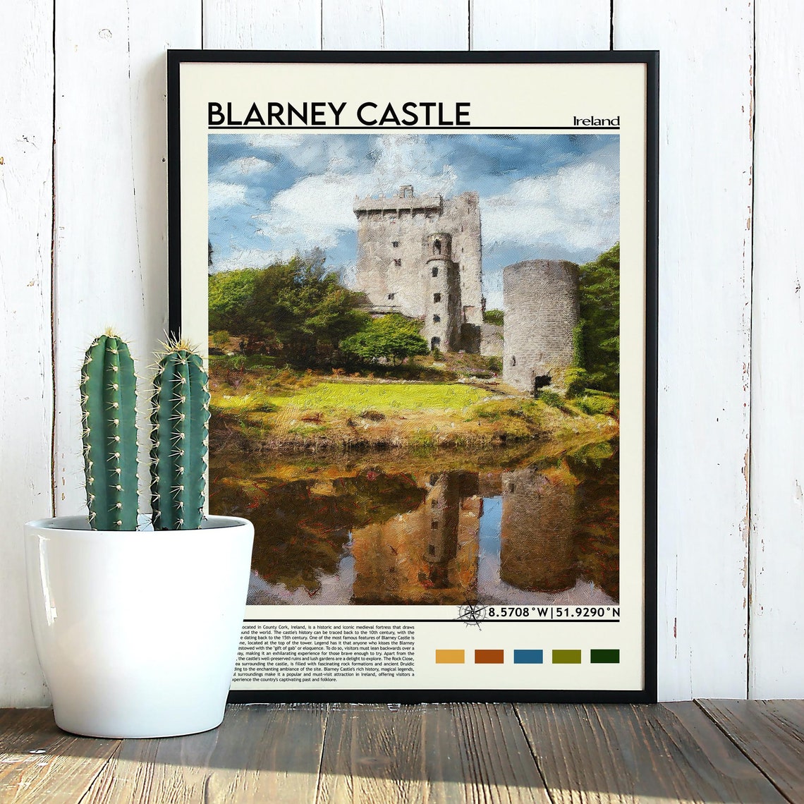 Blarney Castle Ireland Medieval Tower Lake Reflection Travel Poster - Image 3