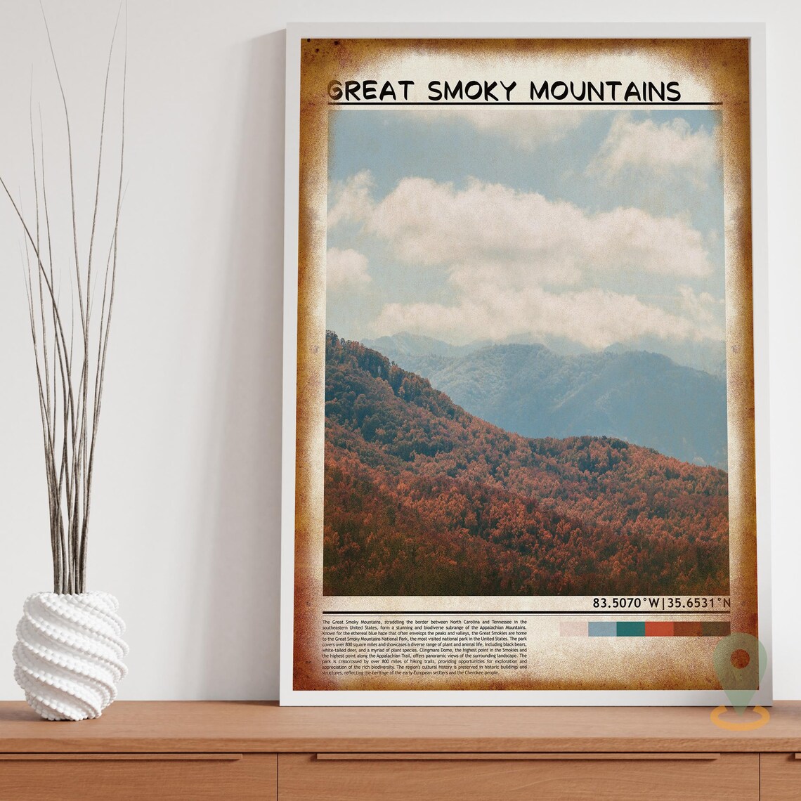 Great Smoky Mountains USA Autumn Misty Blue Ridge Scenic Poster - Image 3