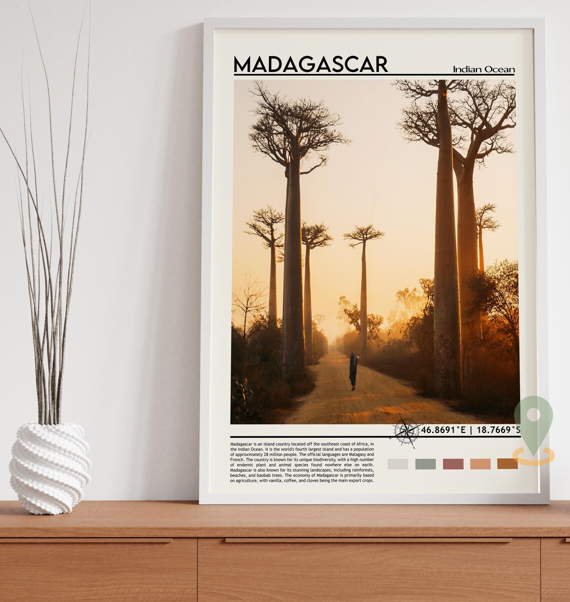 Madagascar Baobab Avenue Sunset Silhouette Trees Landscape Poster - Image 3