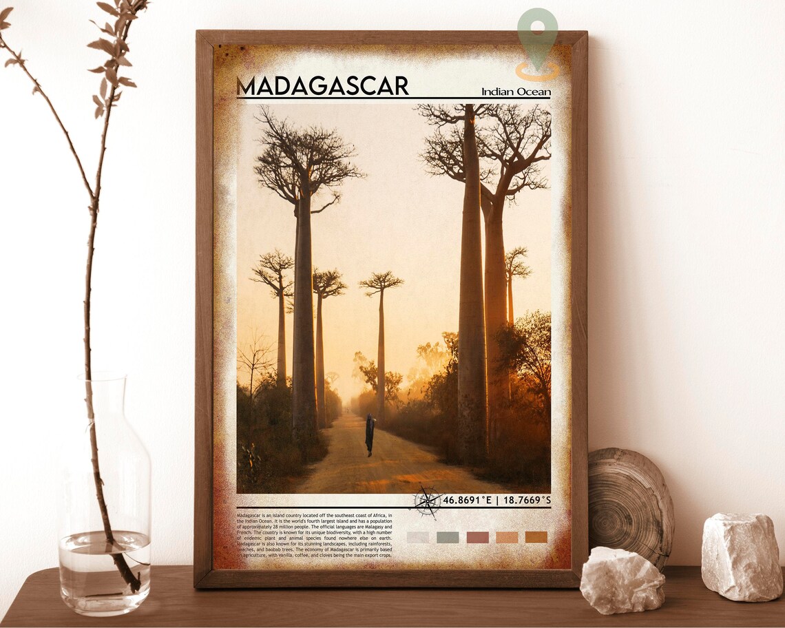Madagascar Baobab Avenue Sunset Silhouette Trees Landscape Poster - Image 6