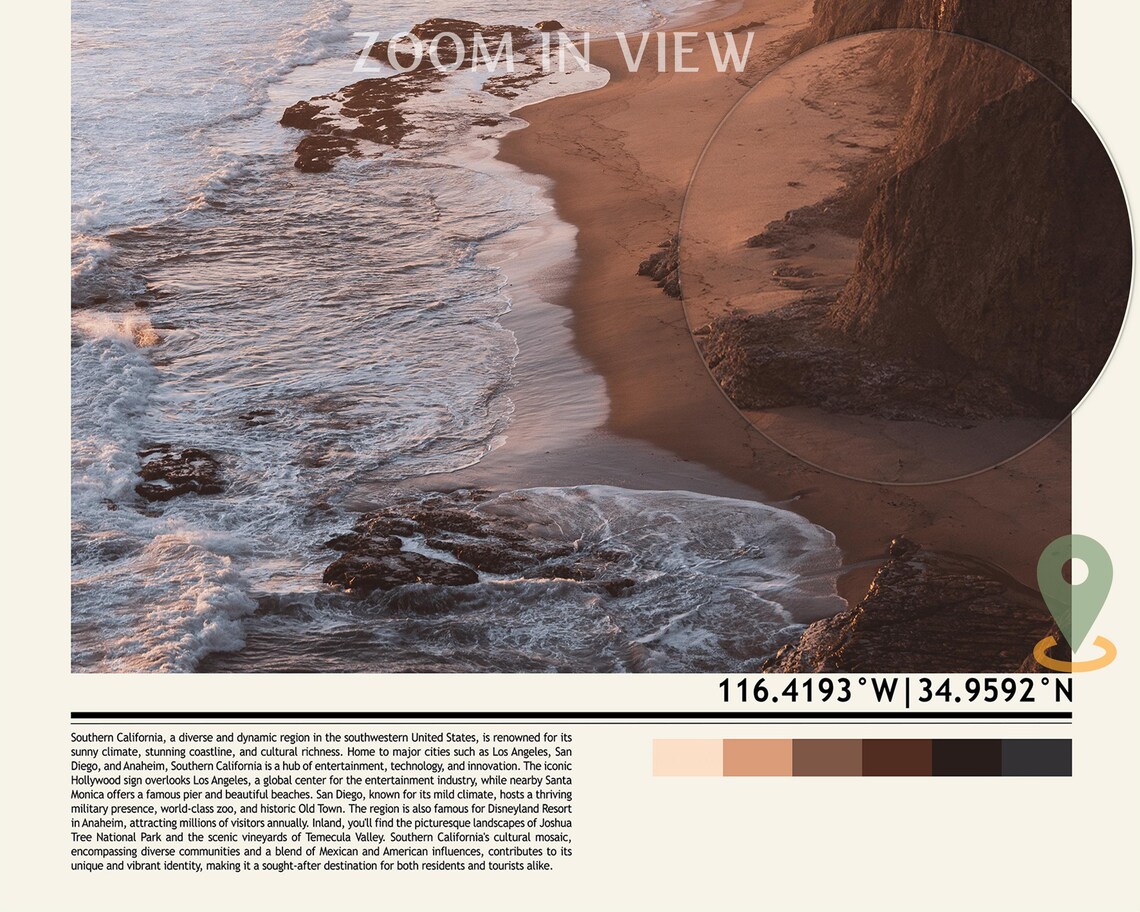 Southern California Coast Golden Sunset Cliffs Beach Photo Poster - Image 5
