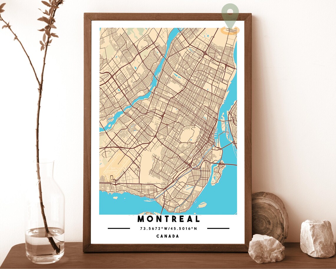 Montreal Canada City Street Map Modern Red Art Print for Bold Modern Walls - Image 2