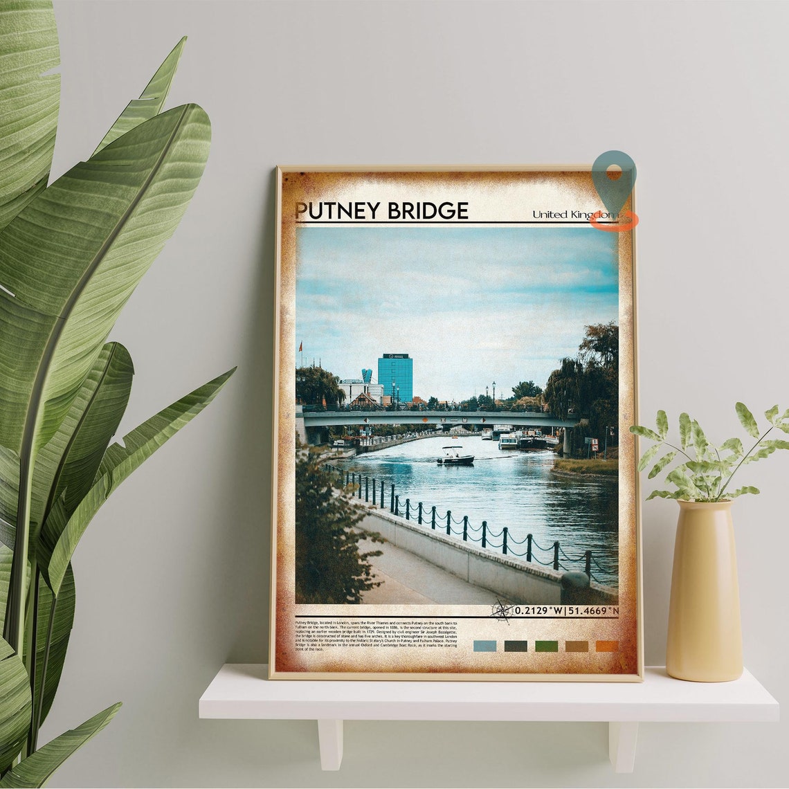 Putney Bridge London Thames River Historic Crossing Scene Poster - Image 4