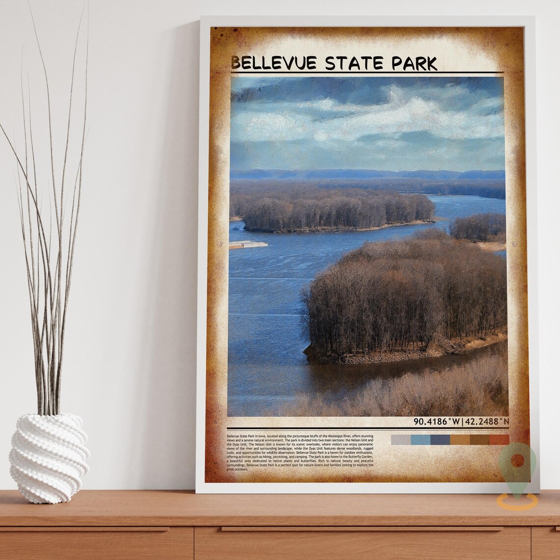 Bellevue State Park Mississippi River Bluffs Vintage Travel Poster - Image 3