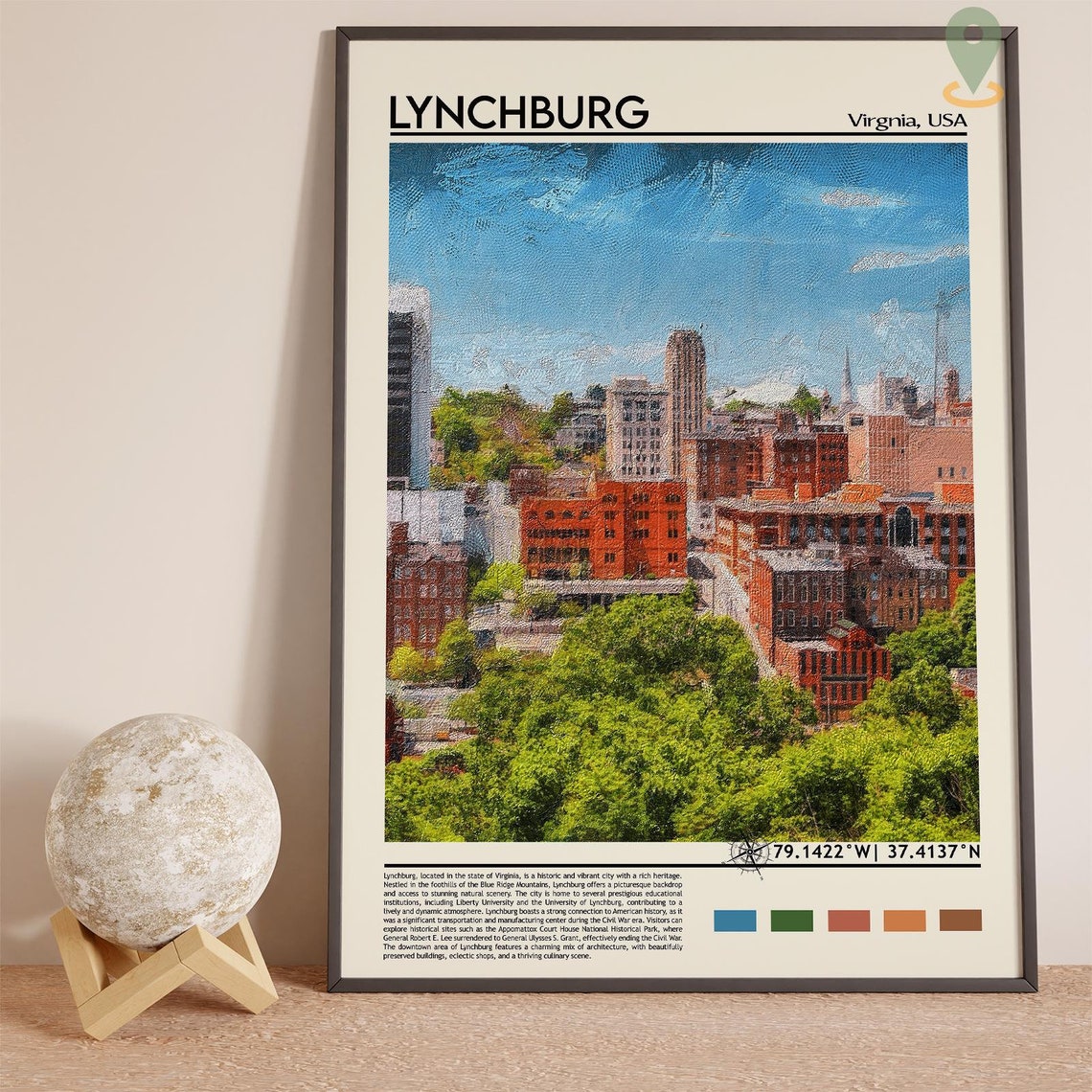 Lynchburg Print Lynchburg Poster Lynchburg Wall Art Lynchburg Travel Print Lynchburg Art Print Lynchburg Artwork Virginia Print - Image 2