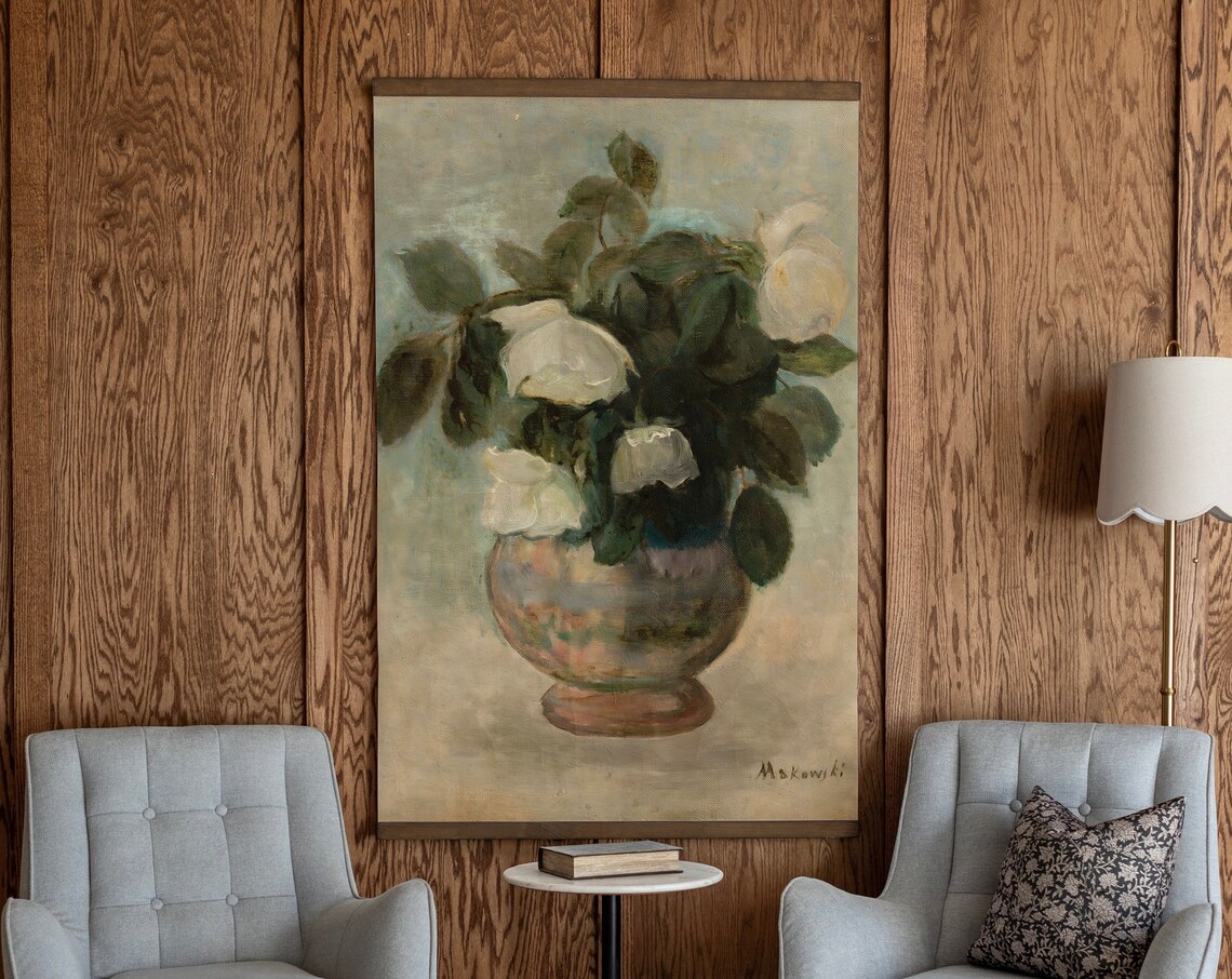 Botanical Floral Oil Painting Print, Vertical Wall Art - Image 2