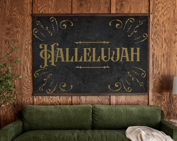 Gold Hallelujah Black Vintage Gospel Typography Quote Poster