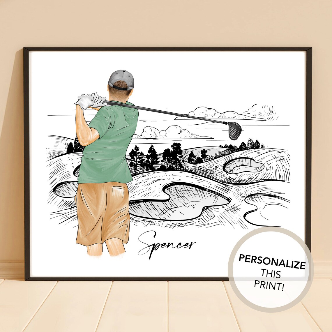 Personalized Golfer Print, Fathers Day Gift - Image 2