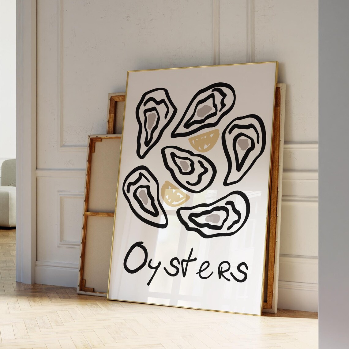 Abstract Oyster Print, Seafood Kitchen Poster