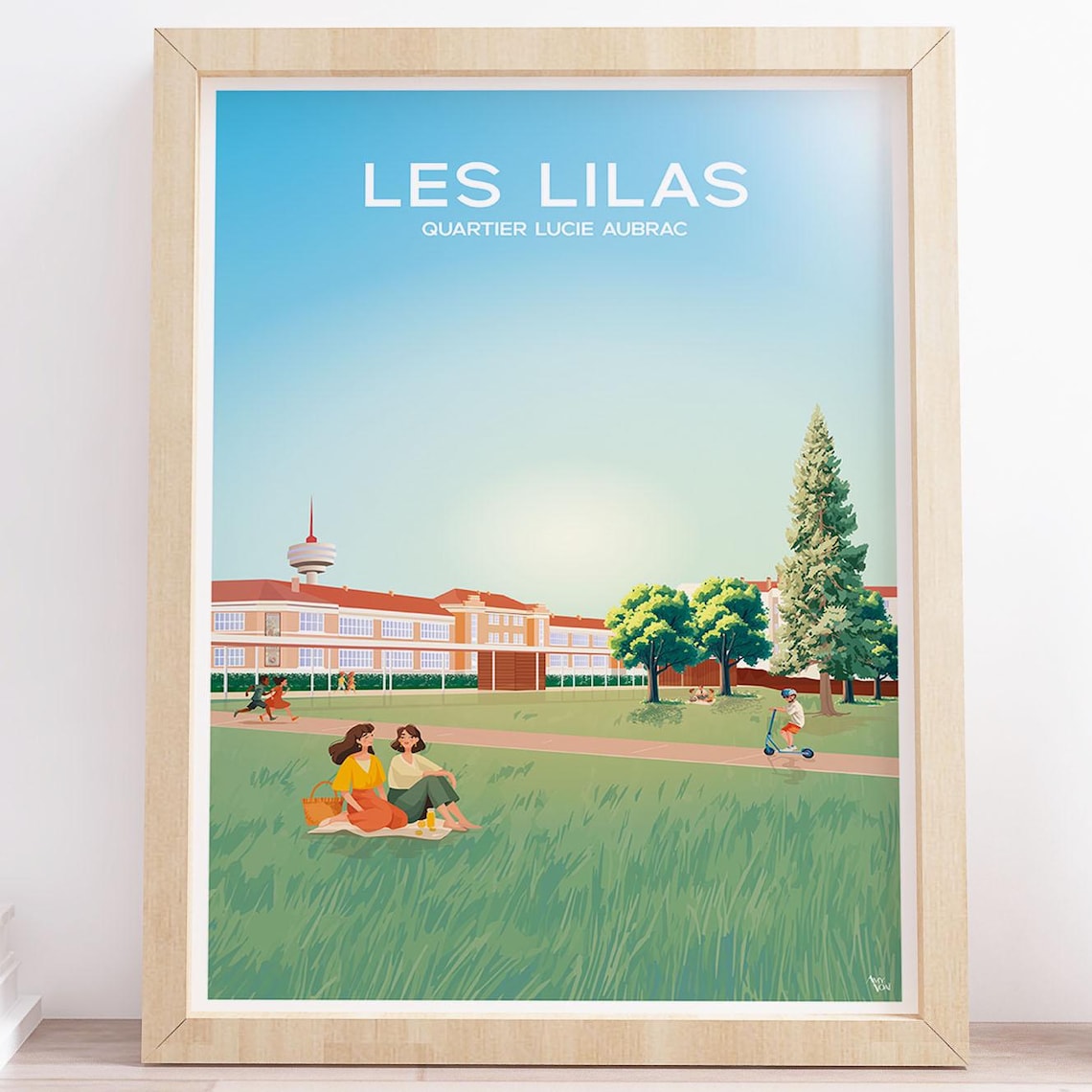 Les Lilas Quartier Lucie Aubrac Park School France Travel Poster