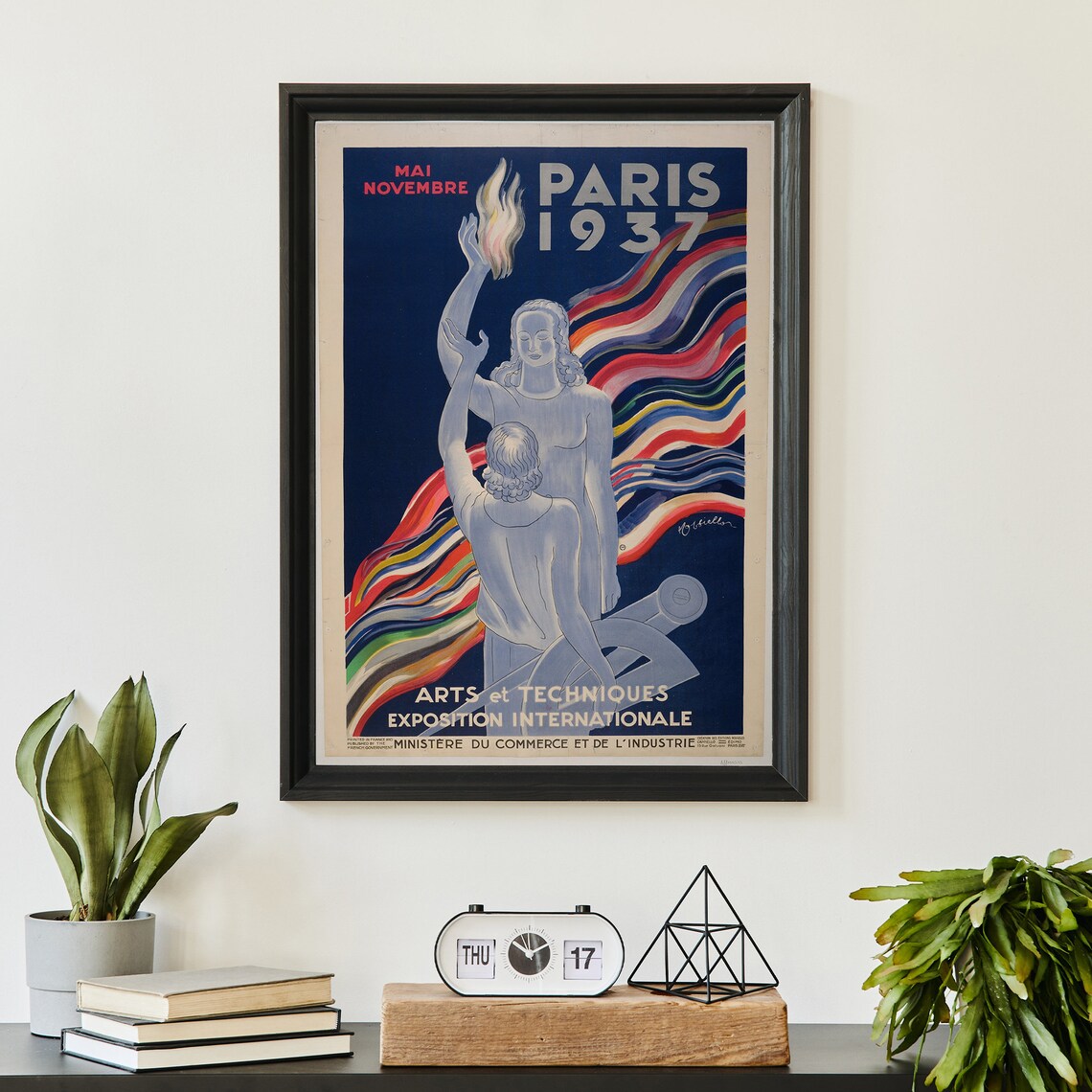 Paris 1937 Exposition Internationale Art Deco Vintage Travel Art Poster - Image 3