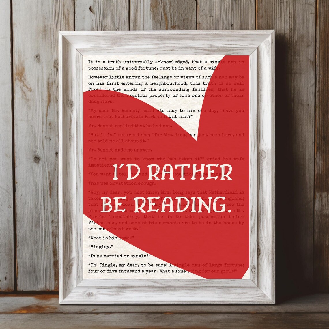 I'd Rather Be Reading Jane Austen Quote for Book Lovers Poster - Image 3