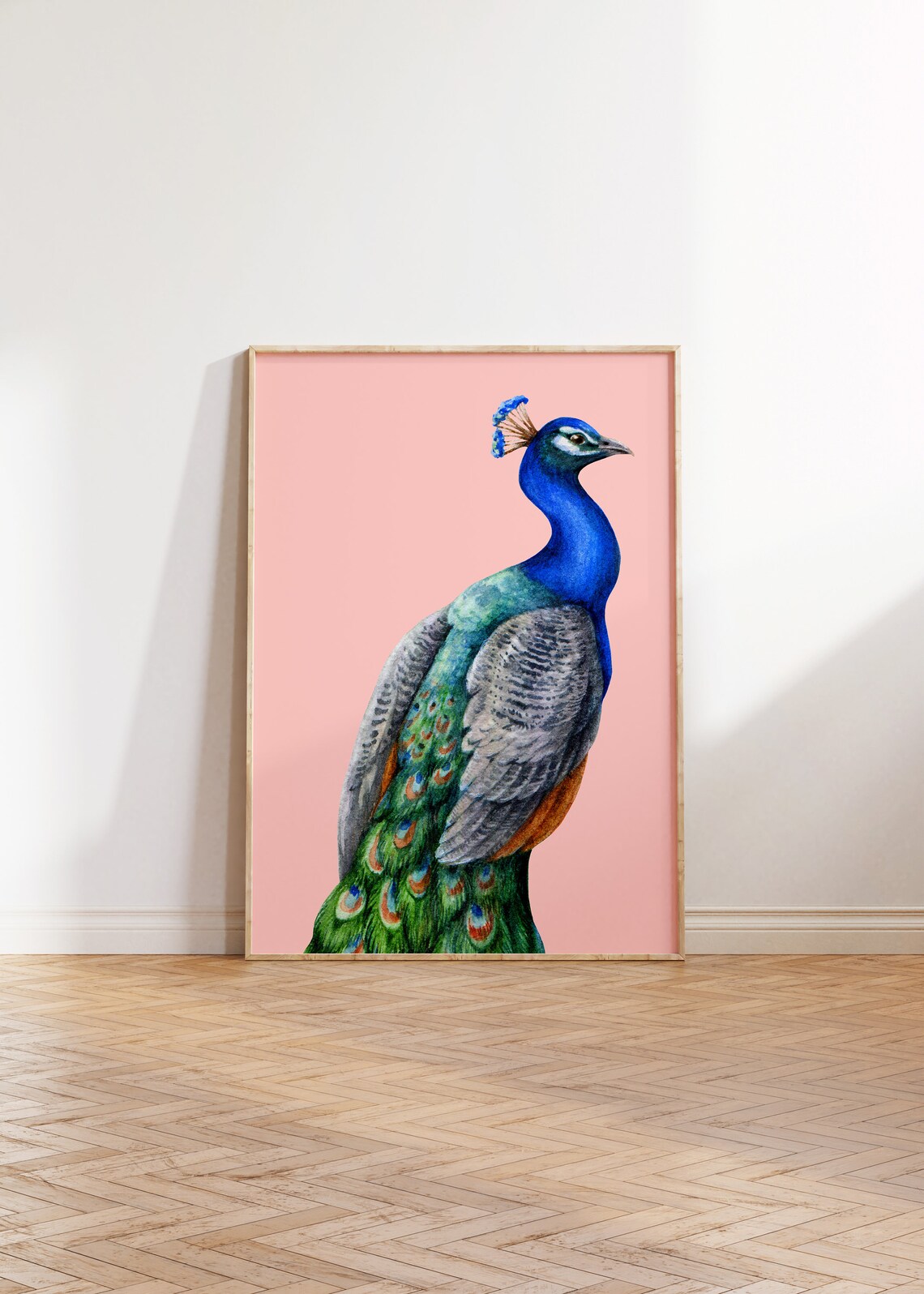 Pink Peacock Boho Mid-Century Modern Art Print - Image 3