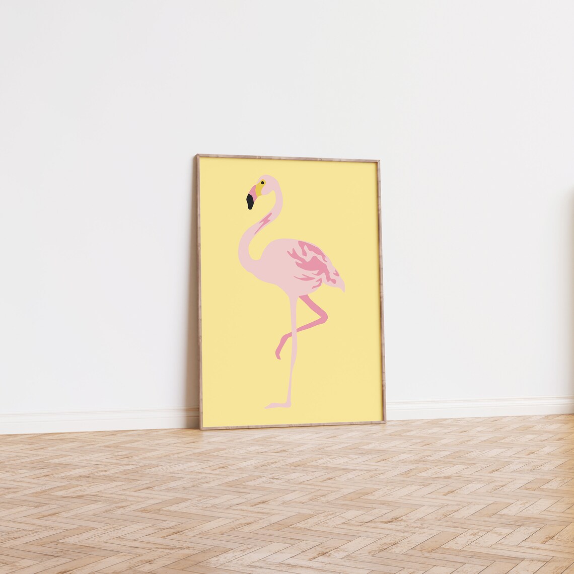 Flamingo Yellow Jungle Poster, Minimal Modern Art Print - Image 2