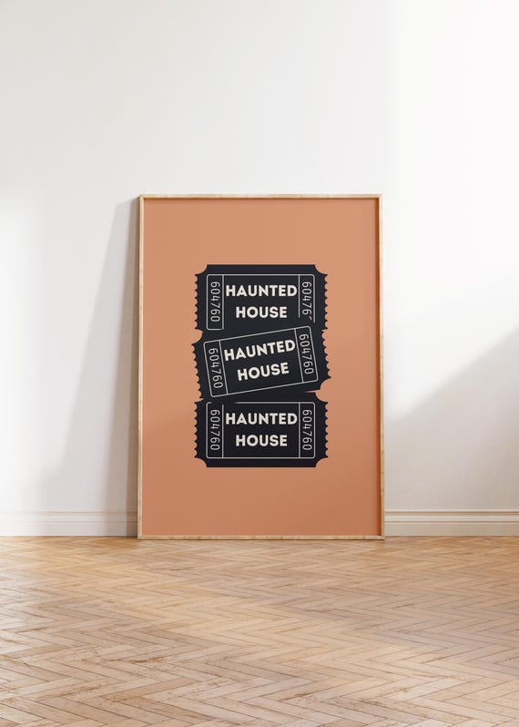 Vintage Haunted House Drink Ticket Cute Halloween Decor Retro Halloween Print Poster Trendy Halloween Print Decor