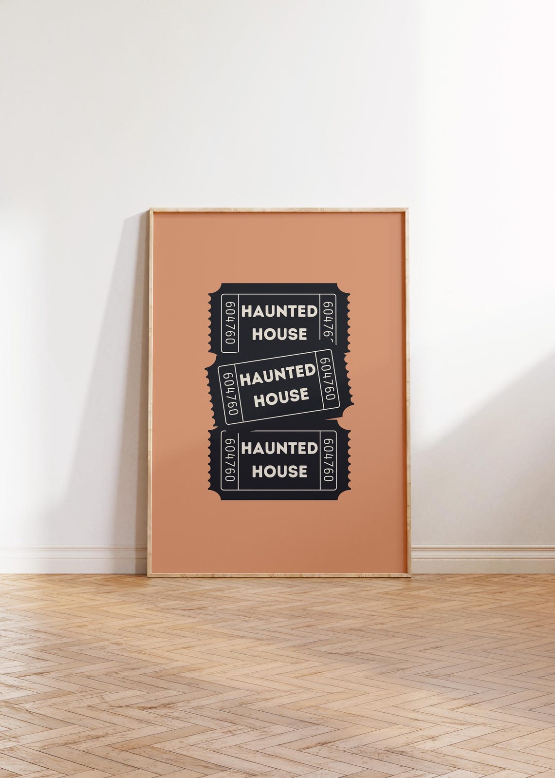 Black Haunted House Ticket Stub Vintage Halloween Movie Night Poster