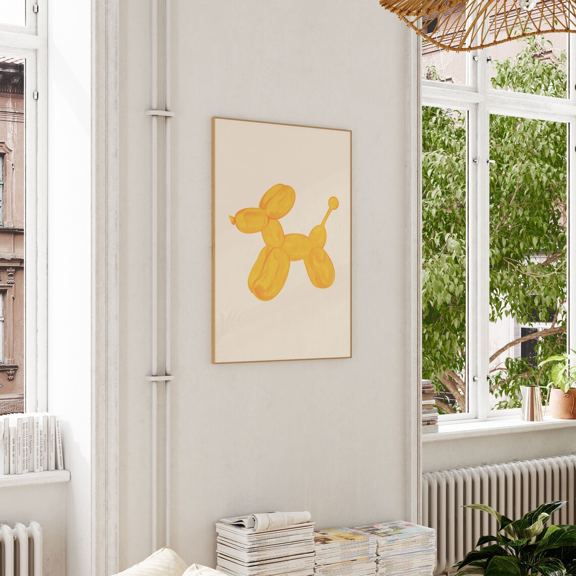 Orange Balloon Dog Art Print, Preppy Dorm Decor - Image 3