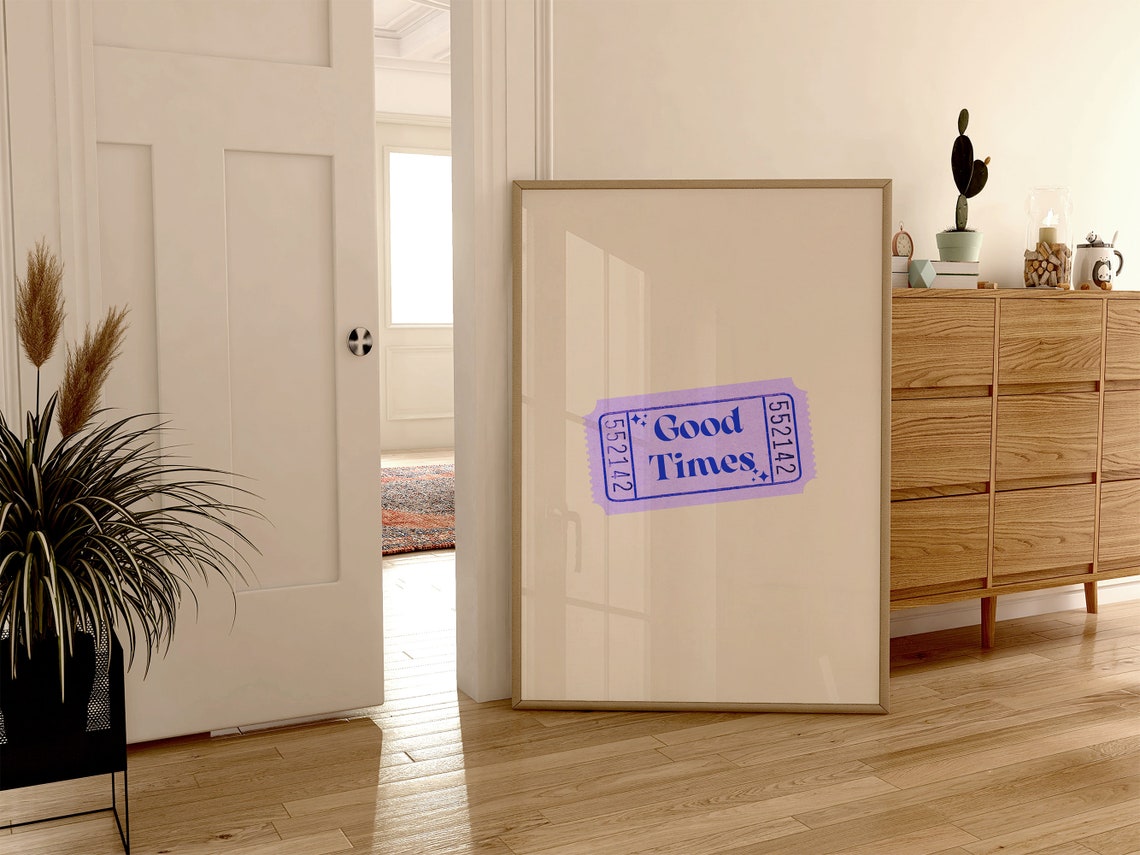 Good Times Ticket Purple Trendy Minimalist Retro Wall Poster - Image 3