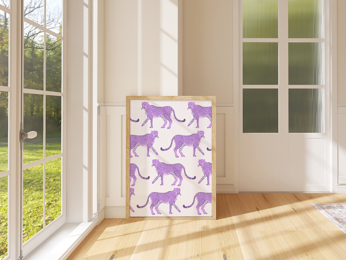 Purple Cheetah Print Leopard Boho Art Print - Image 2